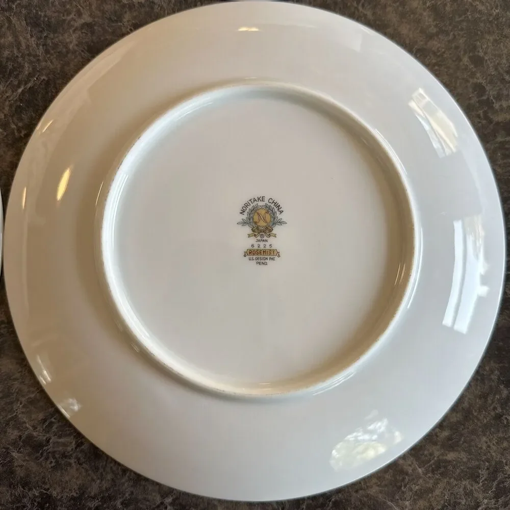 Set Of 4 Noritake China‎ Rosemist 6225 Salad Plates 8.25”